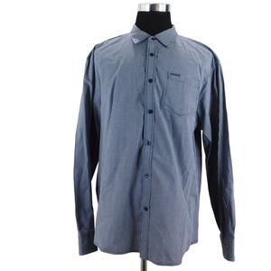 Ecko UnLtd Blue Checkered Cotton Long Sleeve Button Mens XXL Shirt